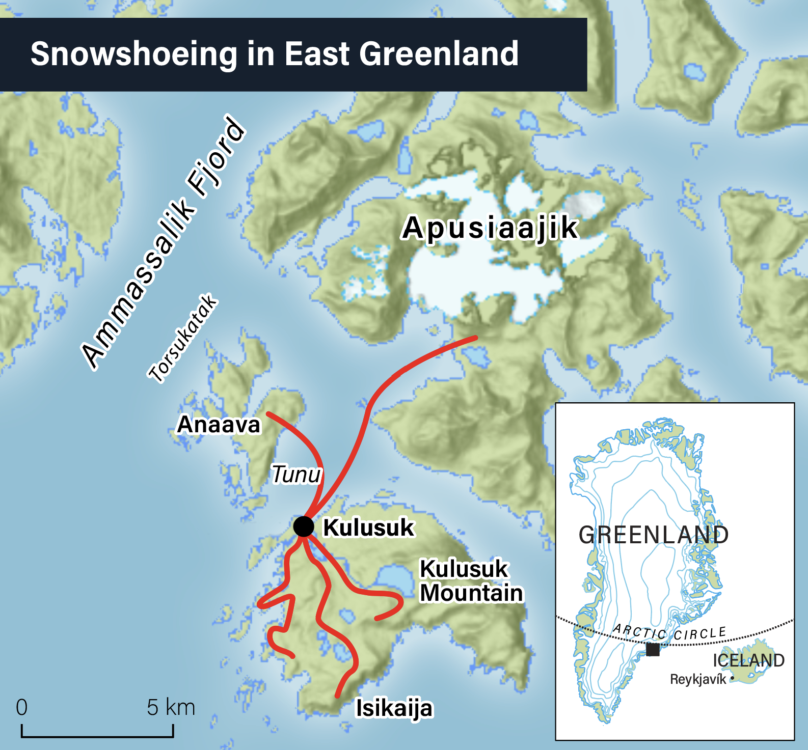 Snowshoe East Greenland. Kulusuk and Ammassalik fjord