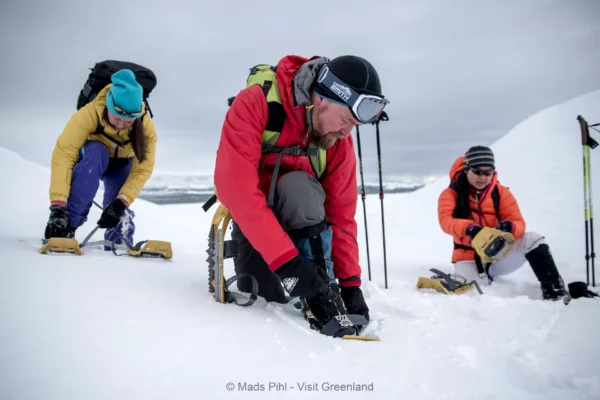 Preparing to go snowshoeing in East Greenland