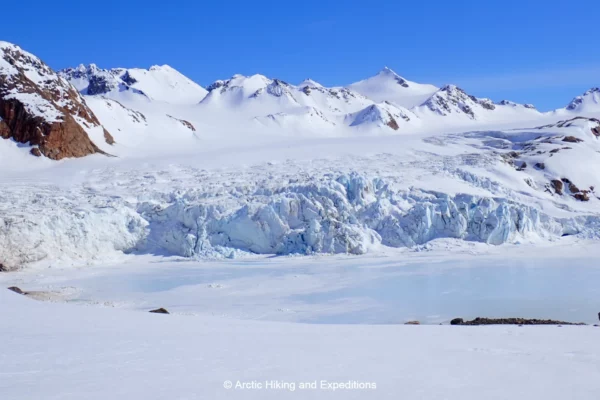 The glacier on Apusiaajik Island meets the ocean ice